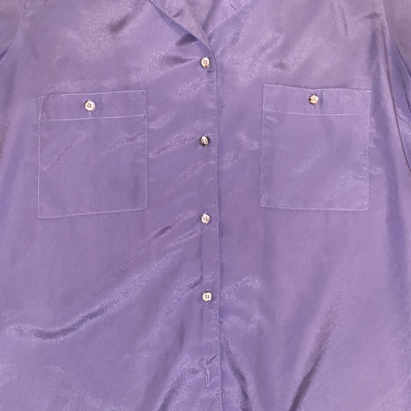 Silky purple indie button down collared top - Picture 2 of 7